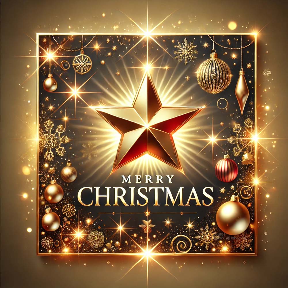 Christmas greeting card featuring an elegant star India's Favourite Online Gift Shop