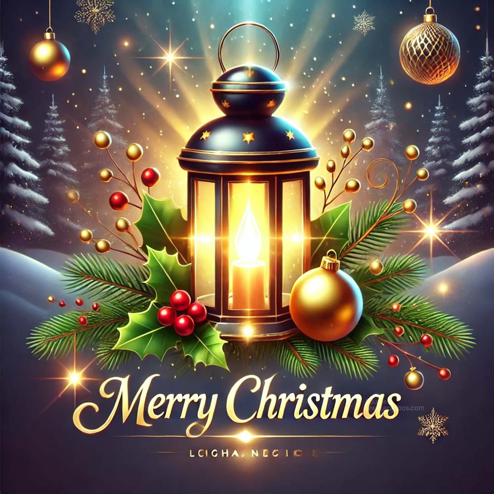 Christmas greeting card in a glossy vector art style featuring a glowing lantern centerpiece India's Favourite Online Gift Shop