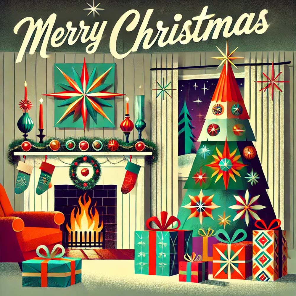 Christmas greeting card in a playful retro mid century modern style India's Favourite Online Gift Shop