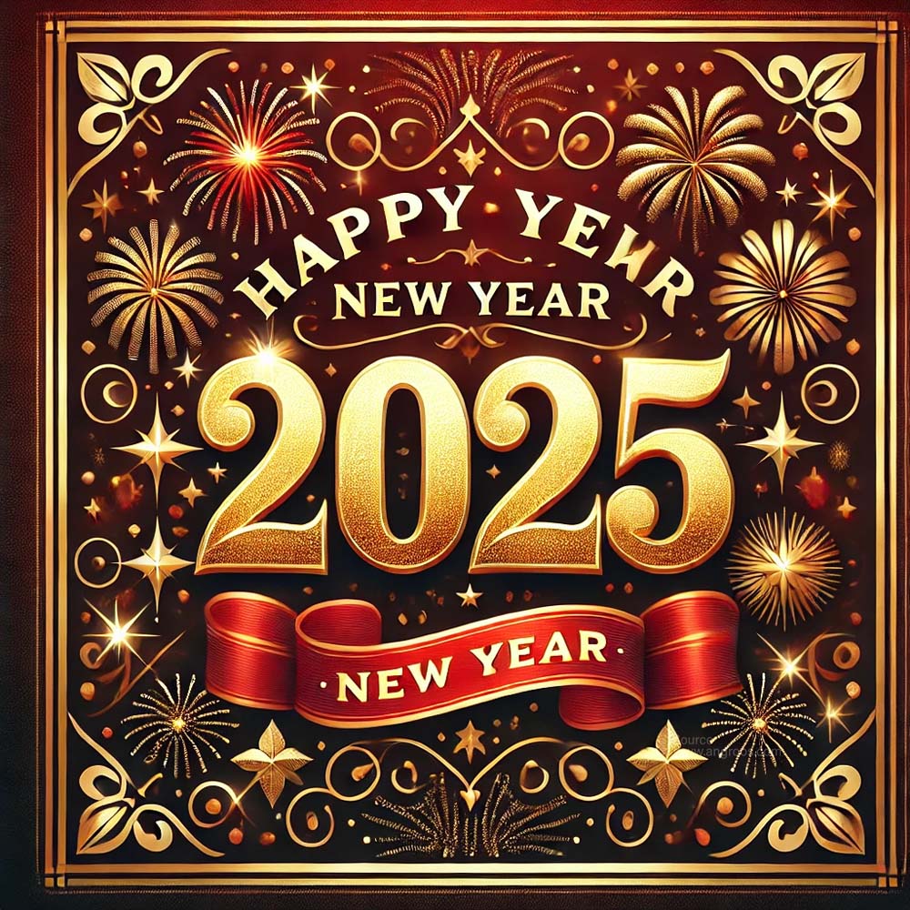 classic and festive New Year 2025 greeting card in square format India's Favourite Online Gift Shop