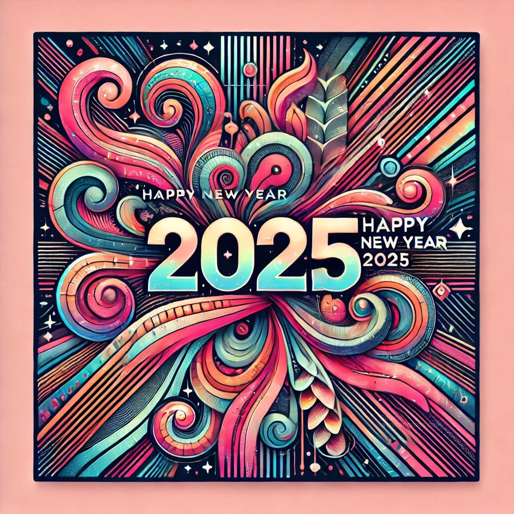 completely unique and vibrant New Year 2025 greeting card India's Favourite Online Gift Shop