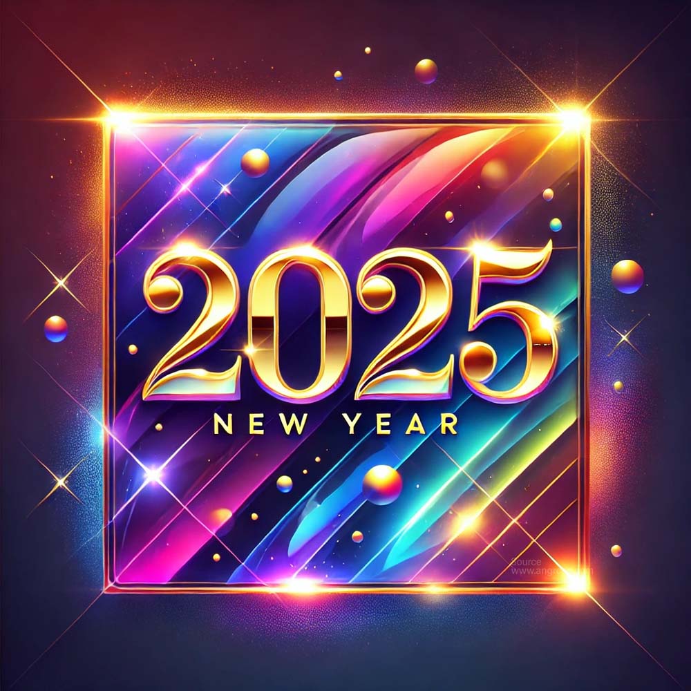 glossy and vibrant New Year 2025 greeting card in square format India's Favourite Online Gift Shop