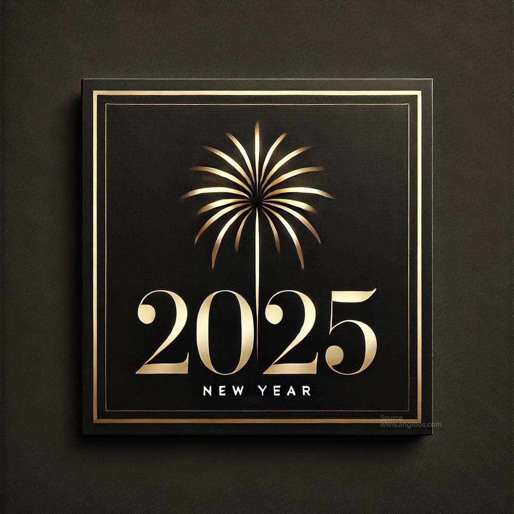 minimalist yet luxurious New Year 2025 greeting card in square format India's Favourite Online Gift Shop