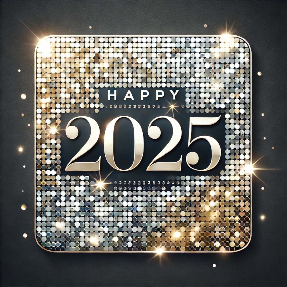 modern and elegant New Year 2025 greeting card in square format India's Favourite Online Gift Shop