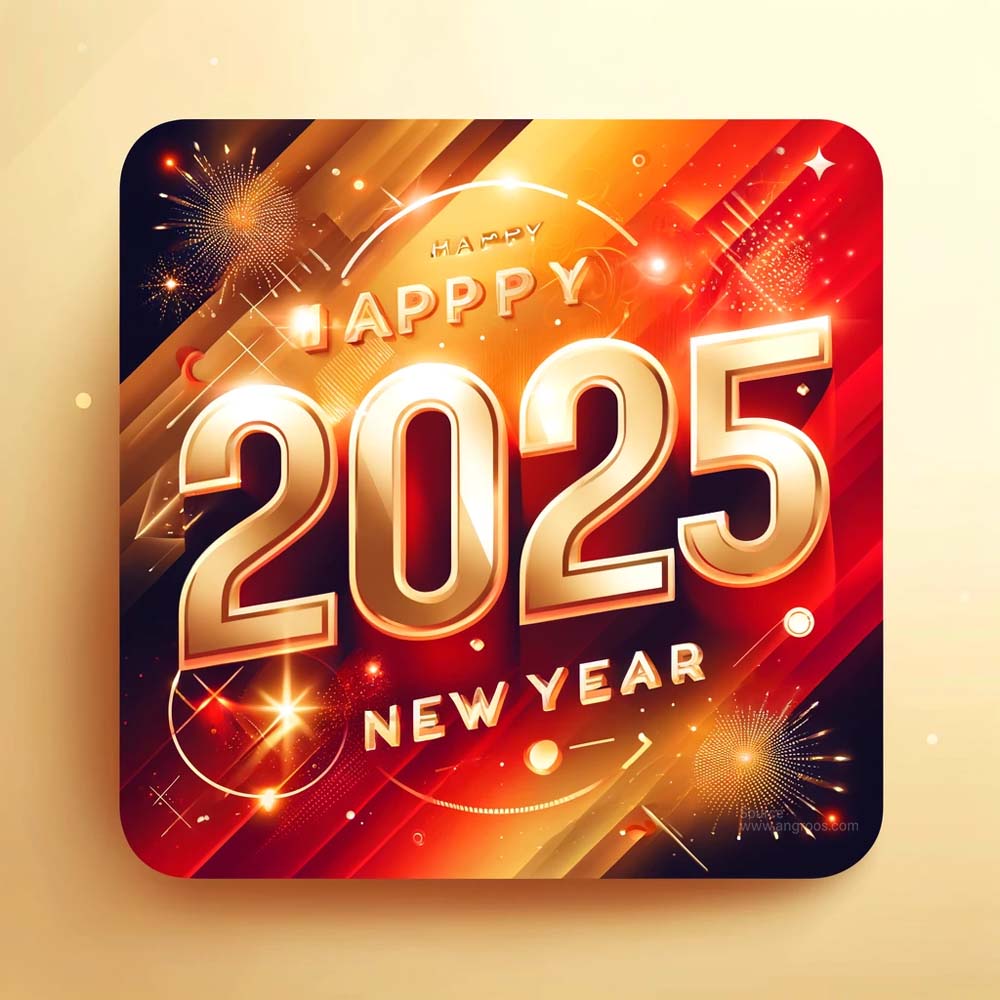 modern and festive New Year 2025 greeting card in square format India's Favourite Online Gift Shop