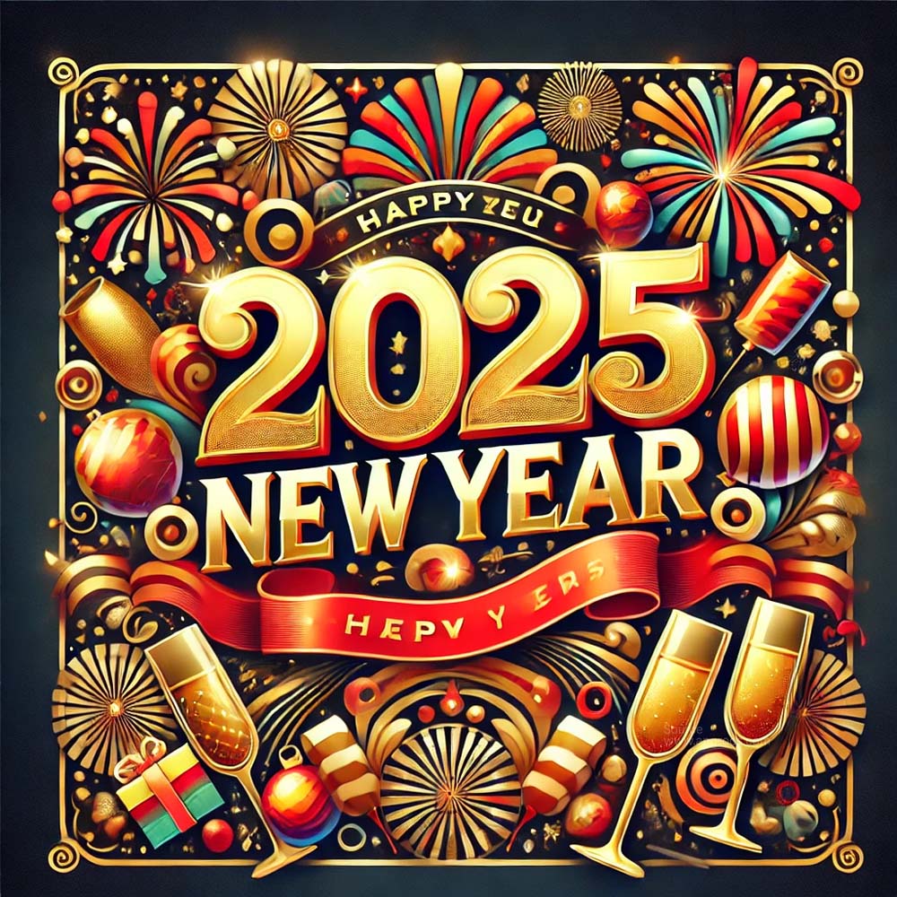 vibrant and festive New Year 2025 greeting design India's Favourite Online Gift Shop