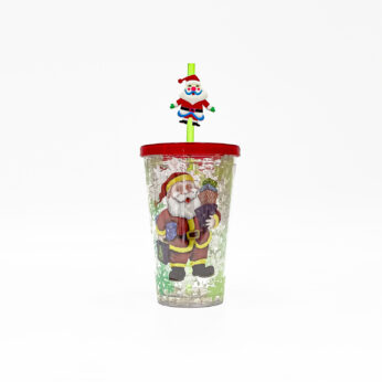 Santa-Themed Cup with Straw – Perfect Holiday Drinkware for Christmas