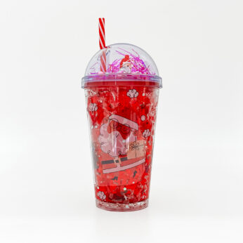 Santa-Themed Tumbler with Dome Lid and Reusable Straw