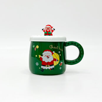 Festive Christmas Mug with Lid – Santa-Themed Ceramic Mug for Holidays