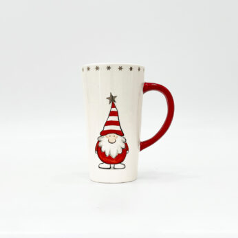 Santa Design Mug with Red Handle – Festive Ceramic Cup for Christmas