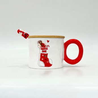 Festive Holiday Mug with Lid and Santa Spoon – Perfect for Christmas Cheer