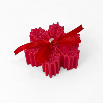 Red Leaf-Shaped Decorative Candle with Ribbon