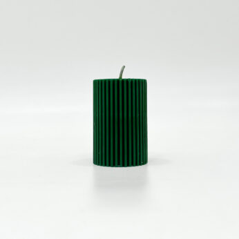 Green Ribbed Candle – Modern Decorative Accent for Home & Office