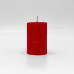 Red Ribbed Pillar Candle