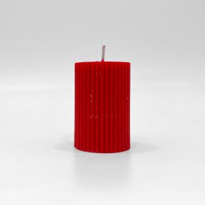 Red Ribbed Pillar Candle