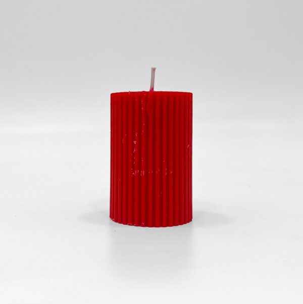 Red Ribbed Pillar Candle