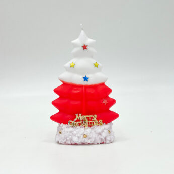 Red and White Christmas Tree Candle with Festive Stars