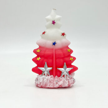 Star-Decorated Candle – Christmas Tree with Red & White Gradient