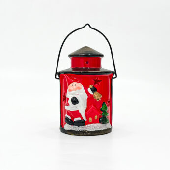 Charming Red Christmas Lamp – Santa Motif, Star Cut-Outs, Perfect Holiday Decor!