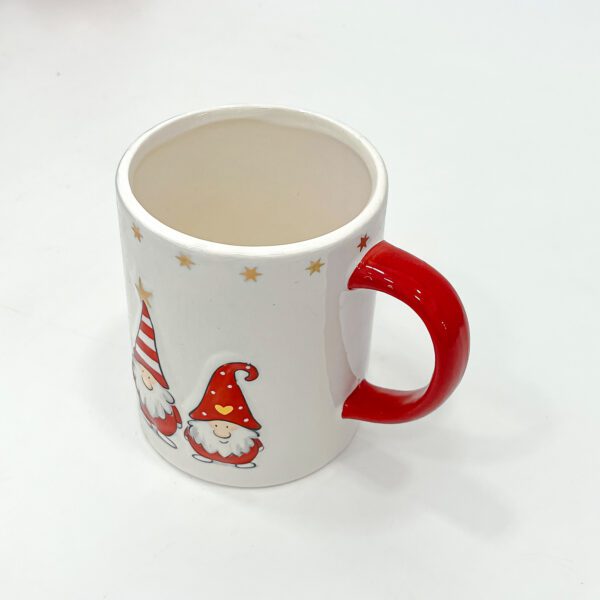 Enchanting Christmas Coffee Mug - Festive Gnome Design with Vibrant Red Handle - Image 2