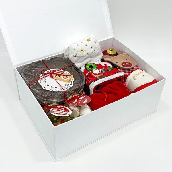 Luxury Christmas Gift Hamper with Plum Cake, Sparkling Grape Wine, Chocolates & Festive Accessories - Image 2