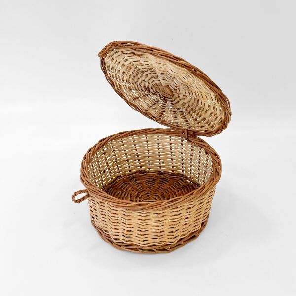 Exquisite Handcrafted Round Cane Basket with Lid – Durable, Eco-Friendly & Stylish Storage Solution - Image 2