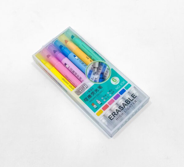 Dreamy Colors Erasable Highlighter Set – 6 Vibrant & Refillable Markers for Precise, Smudge-Free Highlights - Image 2