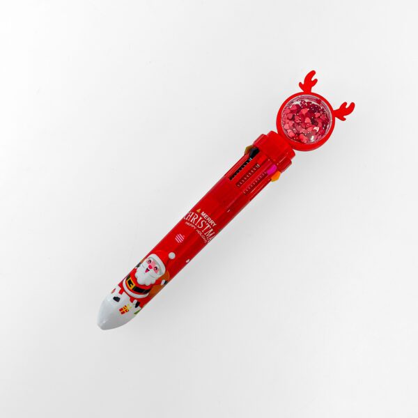 Multicolor Christmas-Themed 10-in-1 Ballpoint Pen x2 with Santa Claus - Image 2