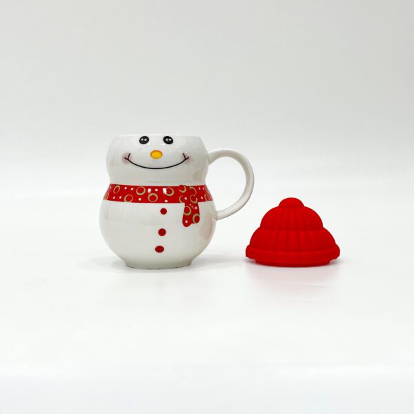 Adorable Snowman Mug with Red Hat and Scarf - Festive Holiday Coffee Cup - Image 2