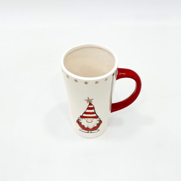 Santa Design Mug with Red Handle – Festive Ceramic Cup for Christmas - Image 2