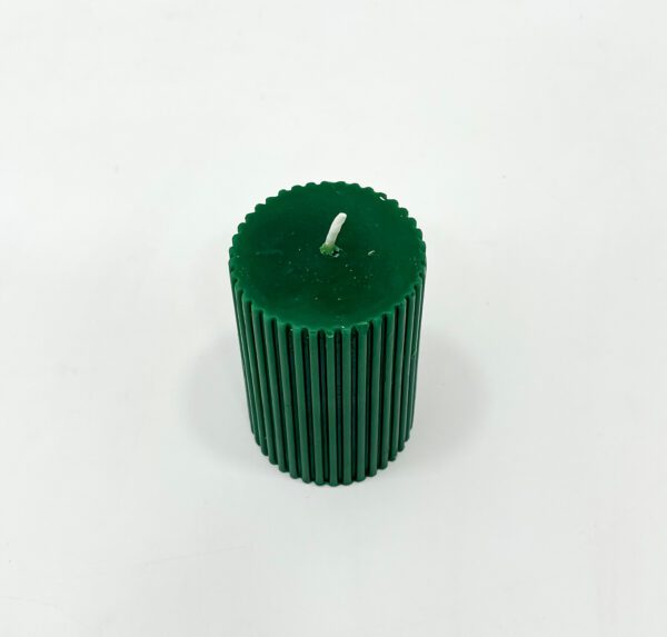 Green Ribbed Candle - Modern Decorative Accent for Home & Office - Image 2