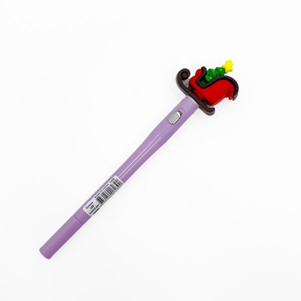 Purple Holiday Pen with Festive Christmas Sleigh and Tree Topper Pack of 2 - Image 2