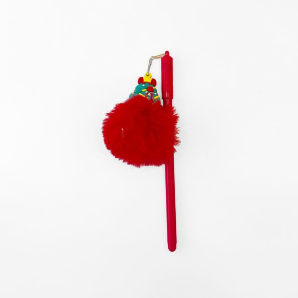 Christmas Pom Pom Pens - Pack of 4 Festive Red Pens with Holiday Charms - Image 2