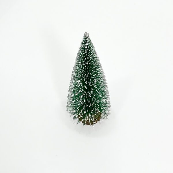 8-Inch Mini Snow-Flocked Artificial Christmas Tree with Wooden Base - Image 2