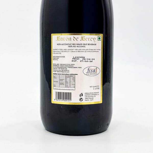 Baron de Bercy Premium Non-Alcoholic Drink - Red Grape Beverage (1L) - Image 3