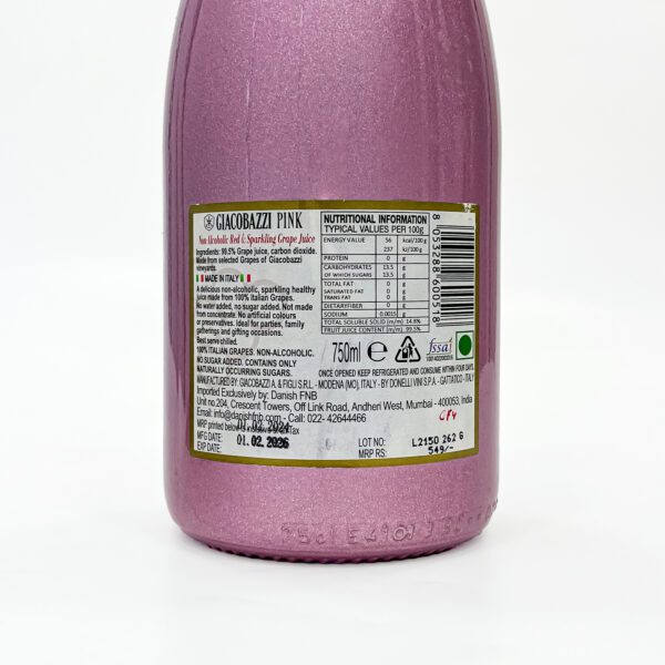 Giacobazzi Alcohol-Free Sparkling Drink – Premium 1L Grape Beverage in Elegant Pink Bottle - Image 3