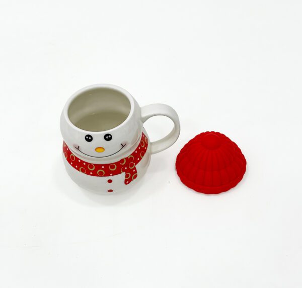 Adorable Snowman Mug with Red Hat and Scarf - Festive Holiday Coffee Cup - Image 3