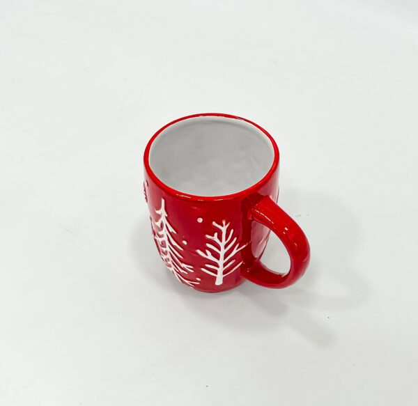 Red Holiday Mug - Ceramic Festive Mug with Snowflake & Reindeer Design, 350ml - Image 3