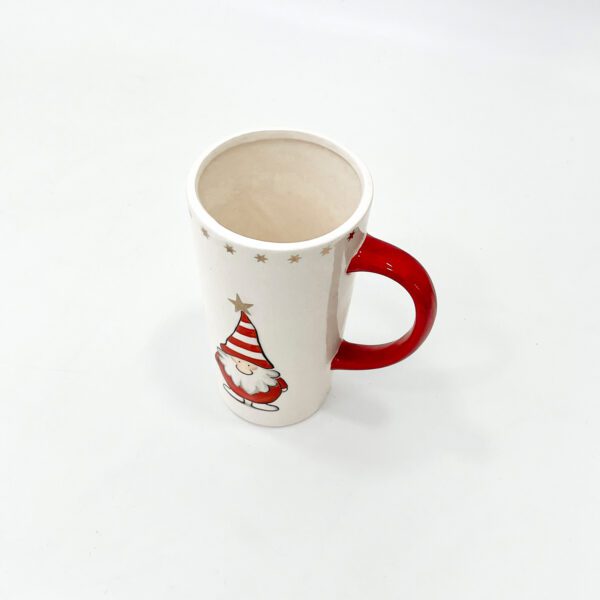 Santa Design Mug with Red Handle – Festive Ceramic Cup for Christmas - Image 3