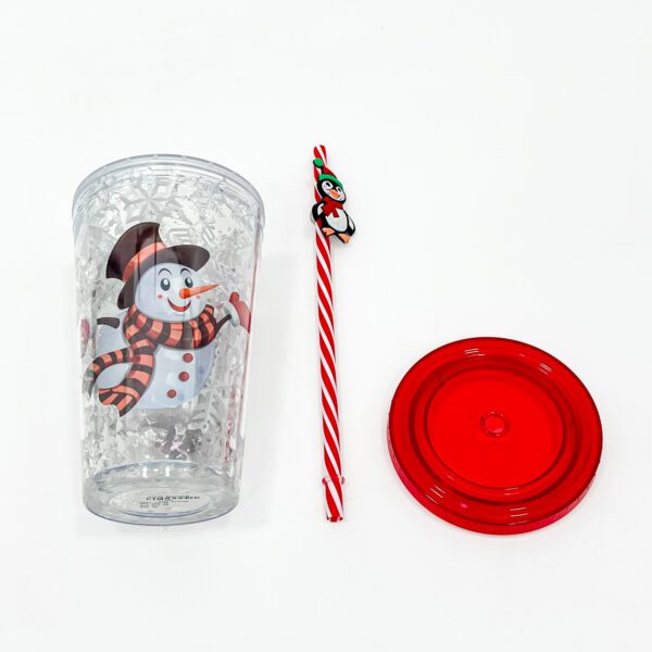 Cute Holiday Cup with Santa Design and Penguin Straw Topper - Image 4