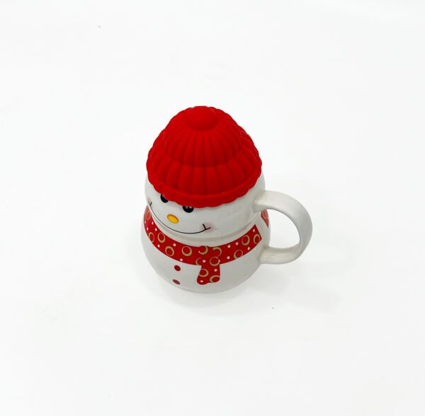 Adorable Snowman Mug with Red Hat and Scarf - Festive Holiday Coffee Cup - Image 4