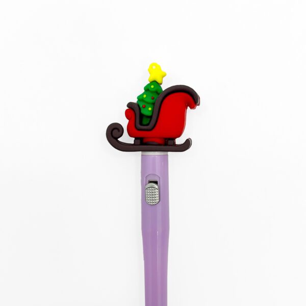 Purple Holiday Pen with Festive Christmas Sleigh and Tree Topper Pack of 2 - Image 4