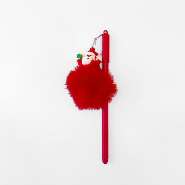 Christmas Pom Pom Pens - Pack of 4 Festive Red Pens with Holiday Charms - Image 4