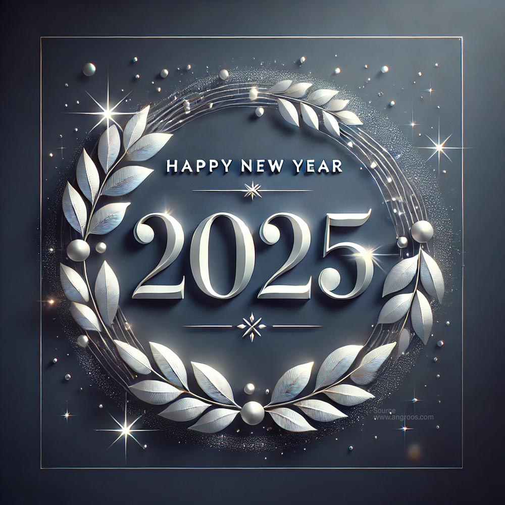 2025 greeting card in square format. The design features a soft navy blue India's Favourite Online Gift Shop