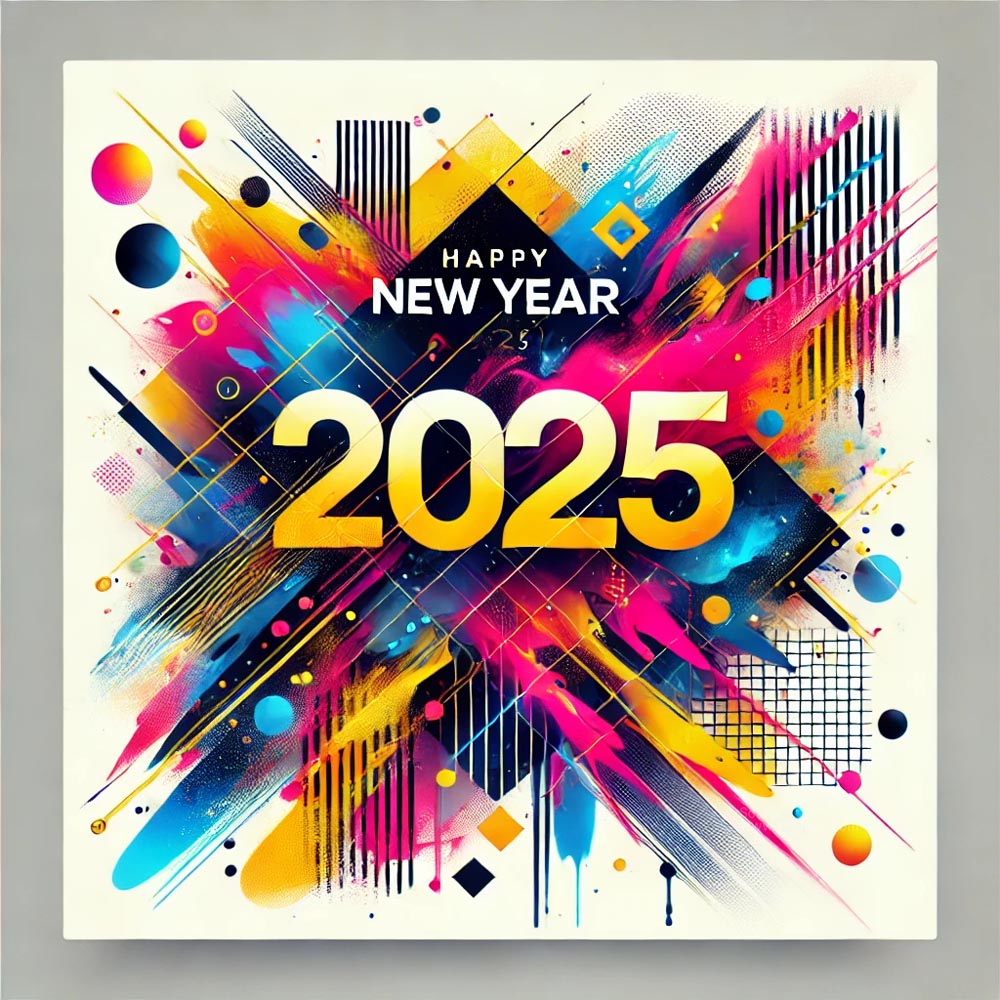 A completely unique and abstract New Year 2025 greeting card India's Favourite Online Gift Shop