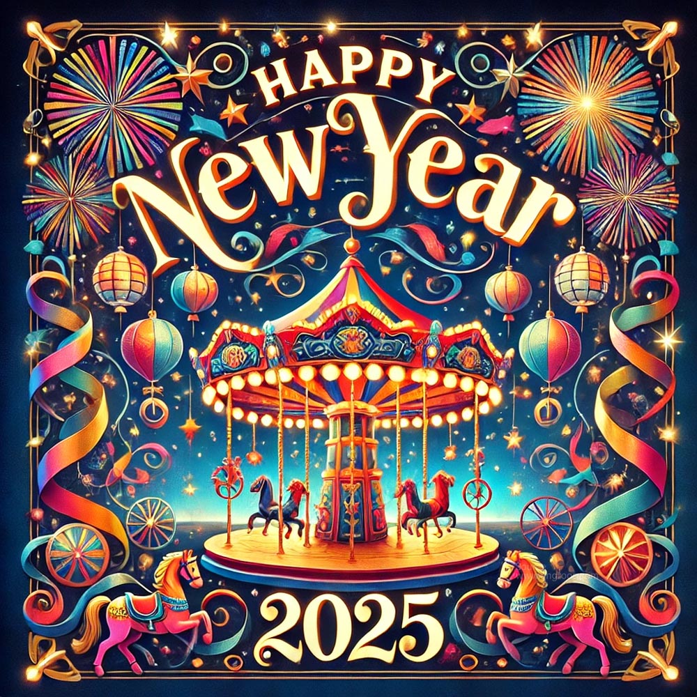 A completely unique and festive New Year 2025 greeting card in square format India's Favourite Online Gift Shop