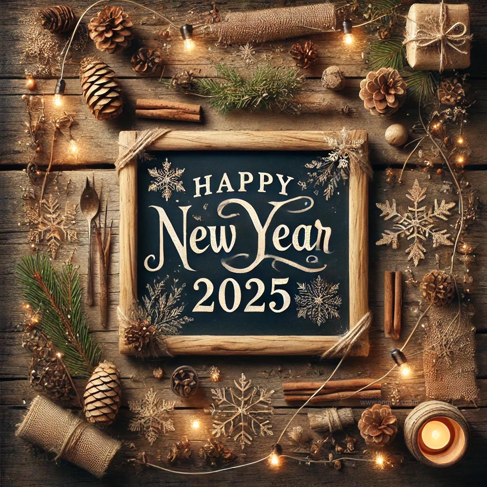 A completely unique and rustic New Year 2025 greeting card India's Favourite Online Gift Shop