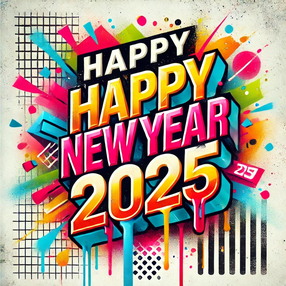 A completely unique and vibrant New Year 2025 greeting card India's Favourite Online Gift Shop