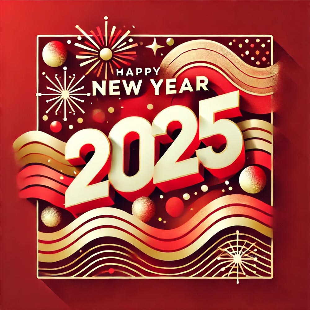 A festive and creative New Year 2025 greeting card in square format India's Favourite Online Gift Shop