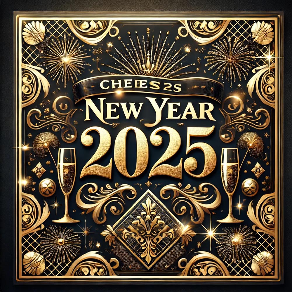 A luxurious New Year 2025 greeting card in square India's Favourite Online Gift Shop